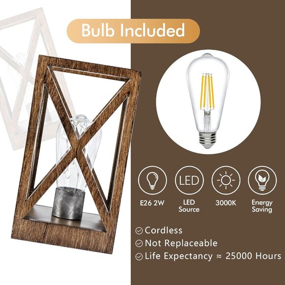 2 Pack Retro Battery Powered Table Lamps, Battery Operated Cordless Lamp Set - Picture 4 of 7